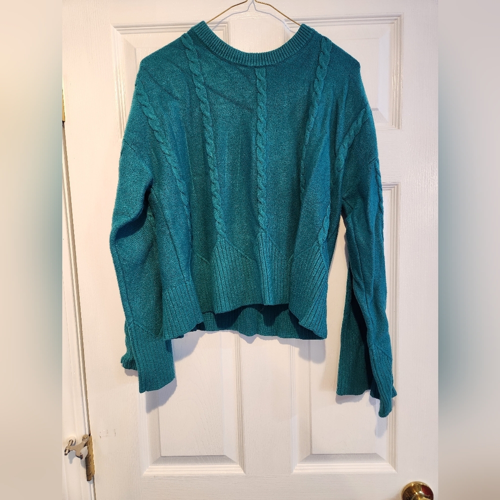 Marled Teal Cowl Neck Sweater